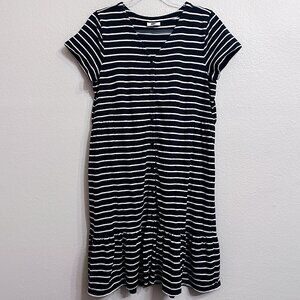 J. Jill Black/White Stripe Button-Front Dress